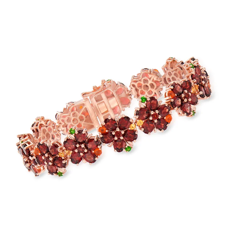 women’s bangle bracelets for parties -women’s bangle bracelets for parties -Ross-Simons Multi-Gemstone Flower Bracelet in 18kt Rose Gold Over Sterling