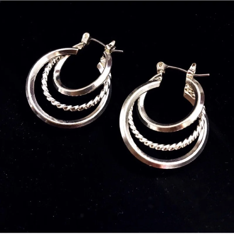 trendy dangling earrings -trendy dangling earrings -SILVER MULTI HOOP EARRINGS