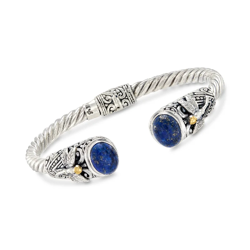 women’s braided bracelets -women’s braided bracelets -Ross-Simons Lapis Bali-Style Dragonfly Cuff Bracelet in Sterling Silver and 18kt Yellow Gold