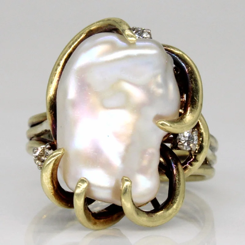 luxury rings with sapphires -luxury rings with sapphires -Baroque Pearl & Diamond Cocktail Ring | 0.08ctw | SZ 5.75 |