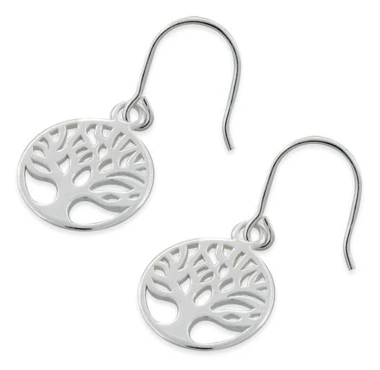 elegant gold earrings for women -elegant gold earrings for women -Sterling Silver Tree of Life Hook Earrings