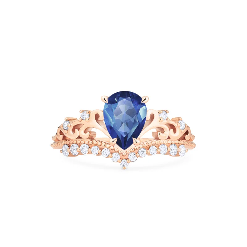 colorful gemstone engagement rings -colorful gemstone engagement rings -[Francesca] Heirloom Crown Pear Engagement Ring in Blue Sapphire