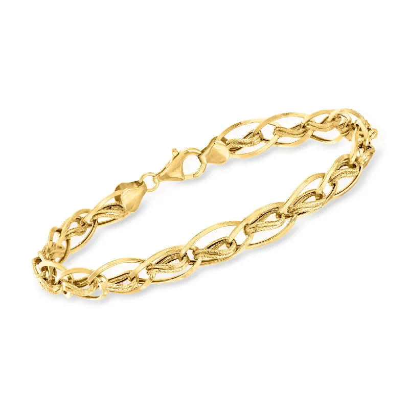 fashionable charm bracelets -fashionable charm bracelets -Ross-Simons 14kt Yellow Gold Oval and Double-Twist Link Bracelet