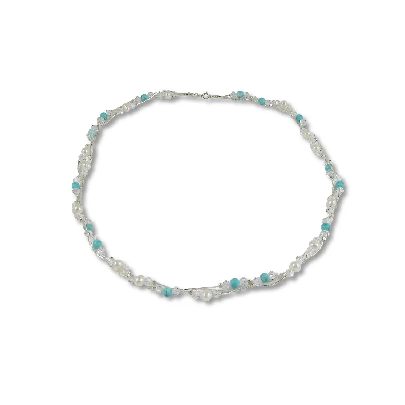 wedding day necklaces for women -wedding day necklaces for women -Xuxek Necklace - Pearls & Turquoise