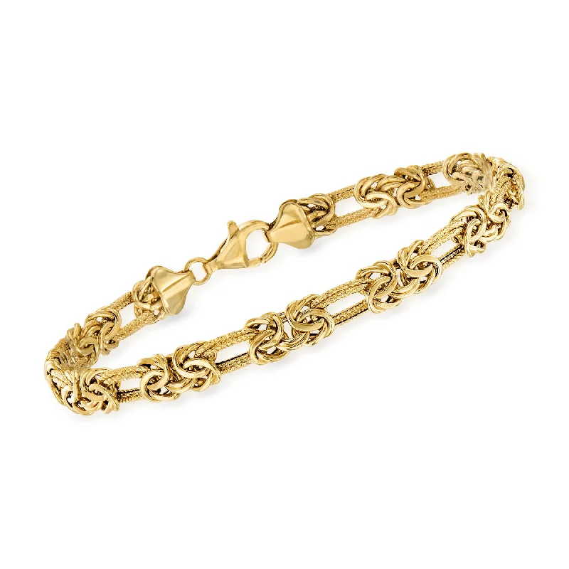 trendy bangles for women -trendy bangles for women -Ross-Simons 14kt Yellow Gold Flat Byzantine Double-Link Bracelet