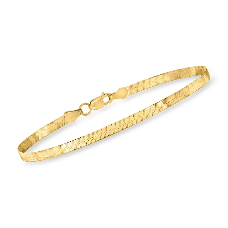 colorful bracelets for women -colorful bracelets for women -Ross-Simons 3mm 14kt Yellow Gold Herringbone Bracelet