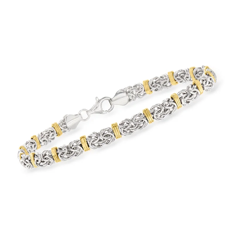 customizable bangles for women -customizable bangles for women -Ross-Simons Sterling Silver and 14kt Yellow Gold Byzantine Station Bracelet