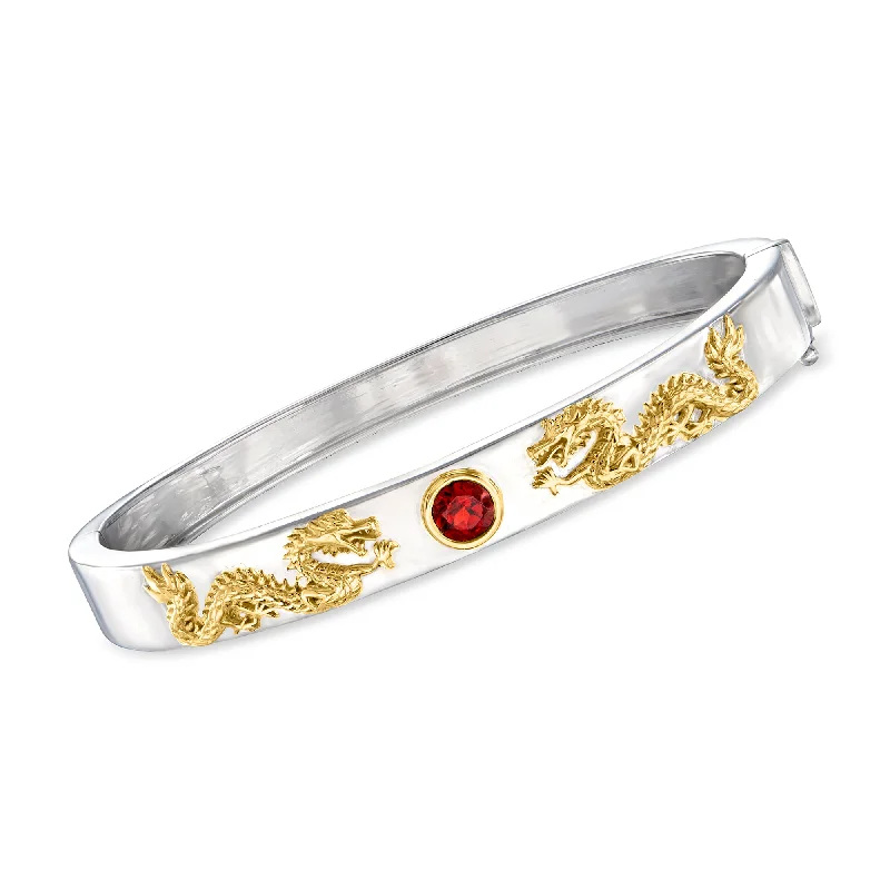 elegant crystal bracelets for women -elegant crystal bracelets for women -Ross-Simons Garnet Dragon Bangle Bracelet in 2-Tone Sterling Silver