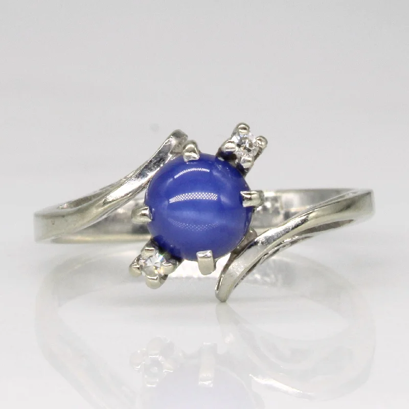 women’s birthstone rings -women’s birthstone rings -Synthetic Star Sapphire & Diamond Ring | 0.80ct, 0.02ctw | SZ 5.25 |