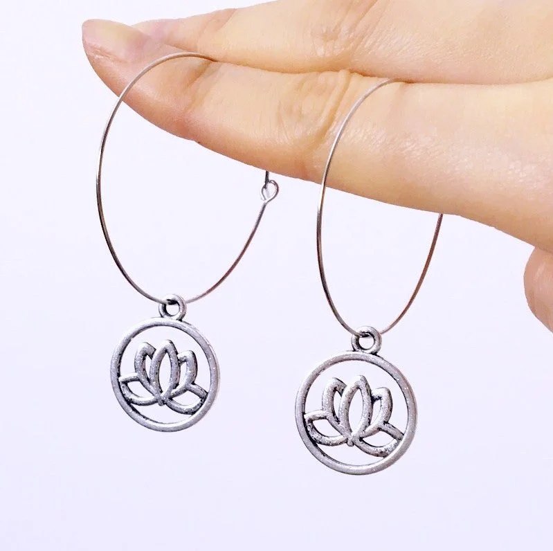 luxury pearl earrings -luxury pearl earrings -LOTUS HOOP EARRINGS