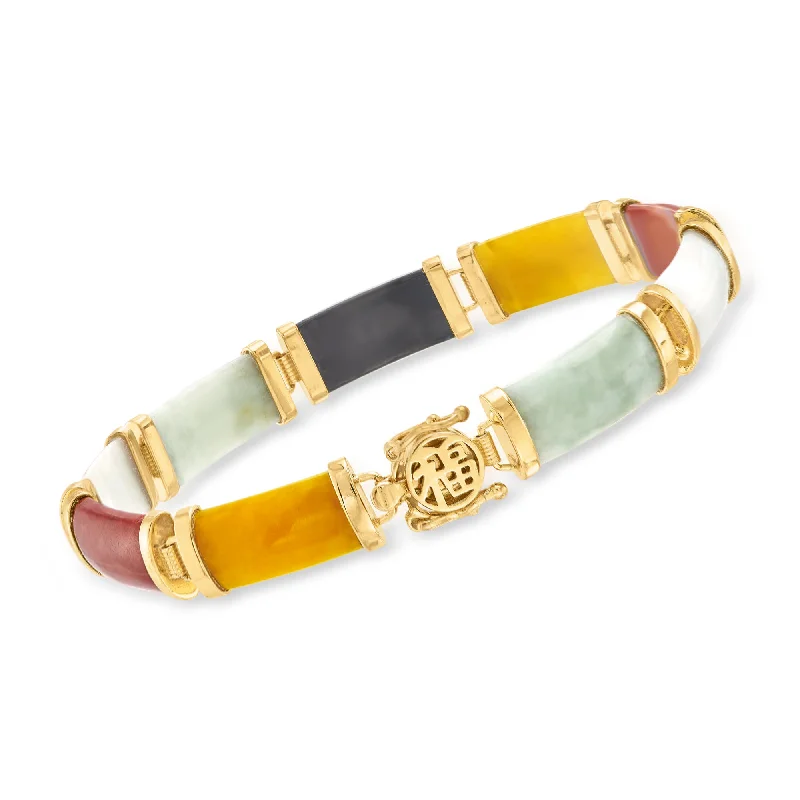 designer bracelets for women -designer bracelets for women -Ross-Simons Green Jade "Good Fortune" Bracelet in 18kt Gold Over Sterling