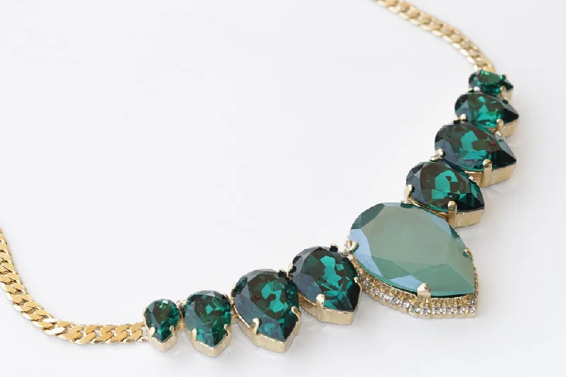 bridal necklaces for women -bridal necklaces for women -EMERALD CRYSTAL NECKLACE