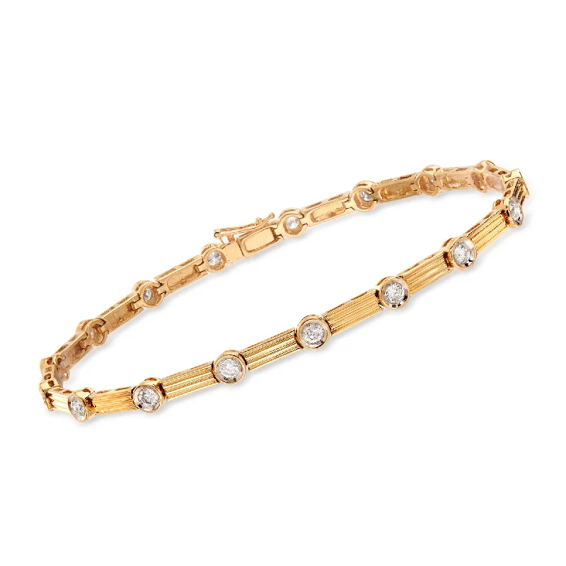 charm bracelets for women -charm bracelets for women -Ross-Simons Bezel-Set Diamond Linear Station Bracelet in 14kt Yellow Gold