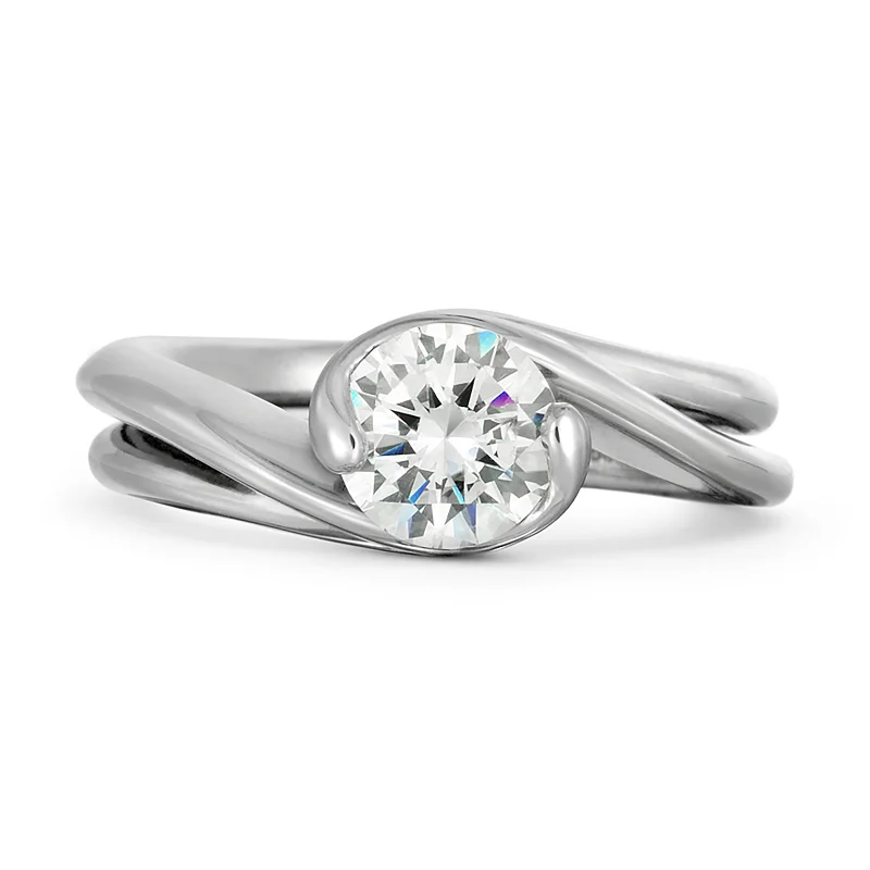 custom-made engagement rings for women -custom-made engagement rings for women -Contour Double Band Round Solitaire Engagement Ring