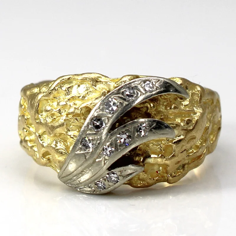 women’s birthstone rings -women’s birthstone rings -Diamond Textured Two Tone Gold Ring | 0.16ctw | SZ 8.5 |