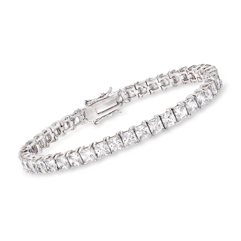 adjustable bangles for women -adjustable bangles for women -Ross-Simons Princess-Cut CZ Tennis Bracelet in Sterling Silver