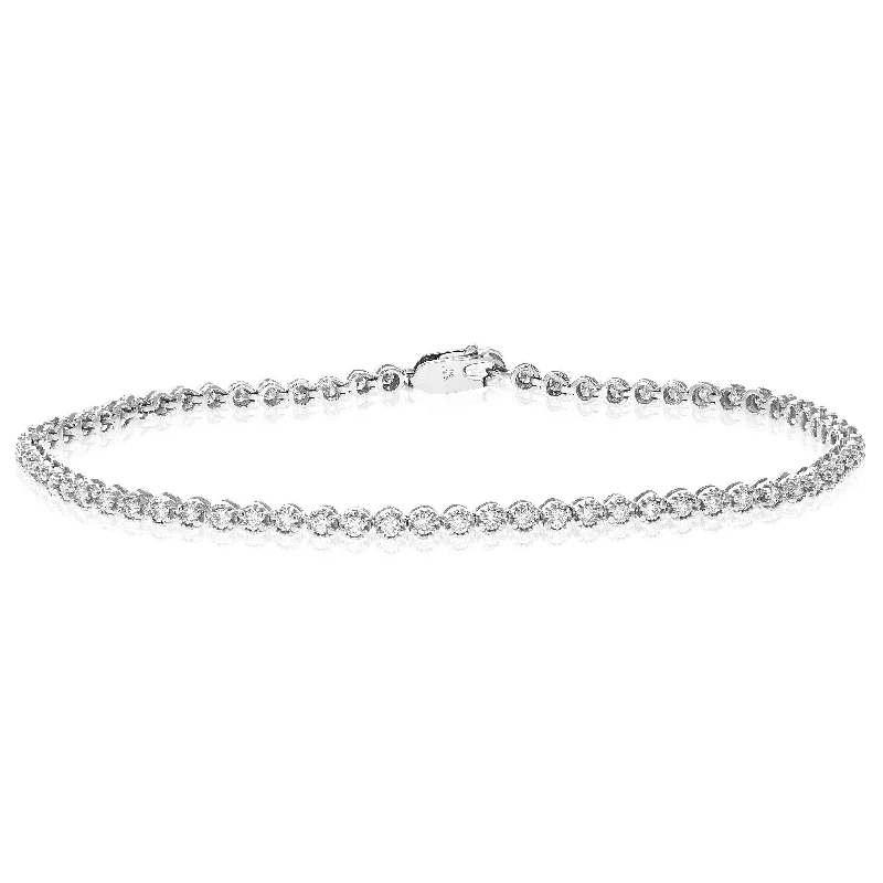 minimalistic bracelets for women -minimalistic bracelets for women -1 cttw 67 Stones Round Diamond Bracelet 14K White Gold Prong Set 7 Inch