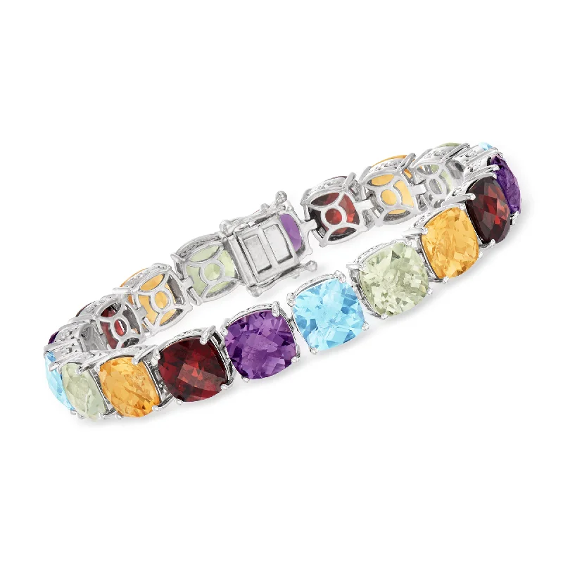 women’s bracelet sets -women’s bracelet sets -Ross-Simons Multi-Gemstone Tennis Bracelet in Sterling Silver