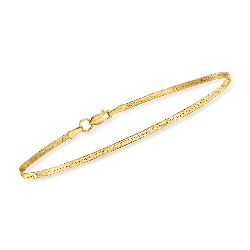 gemstone bangles for casual wear -gemstone bangles for casual wear -Ross-Simons 1.5mm 14kt Yellow Gold Herringbone Bracelet