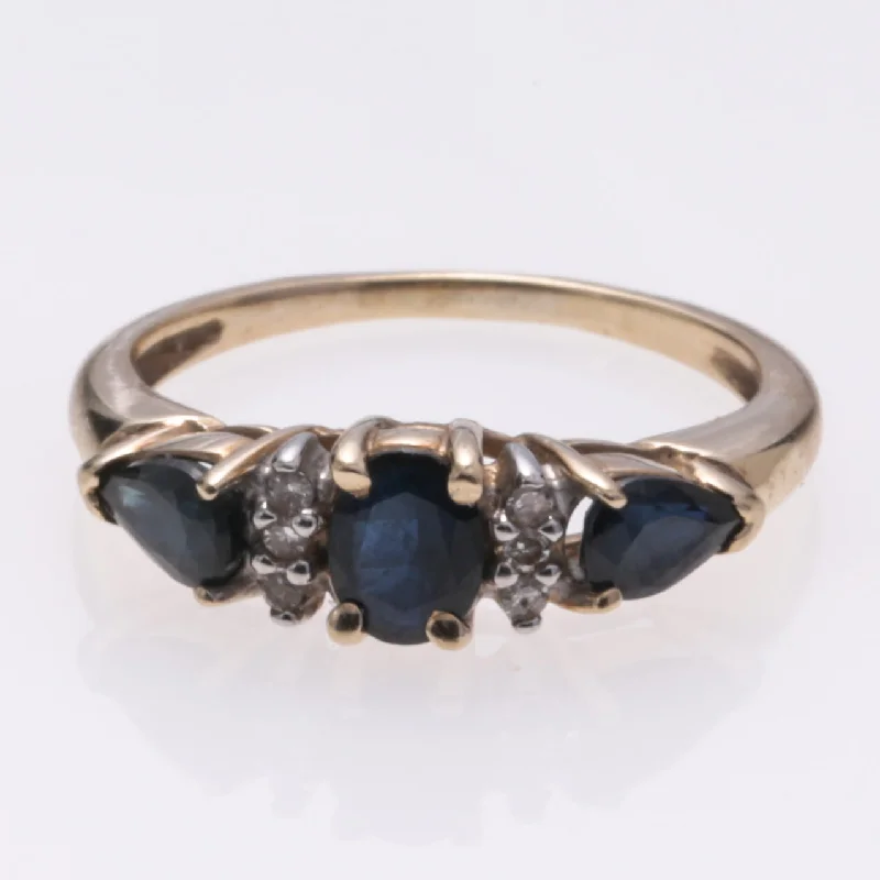 sapphire rings for women -sapphire rings for women -10k Yellow Gold Sapphire and Diamond Ring | 0.29ctw, 0.06ctw | SZ 4.5