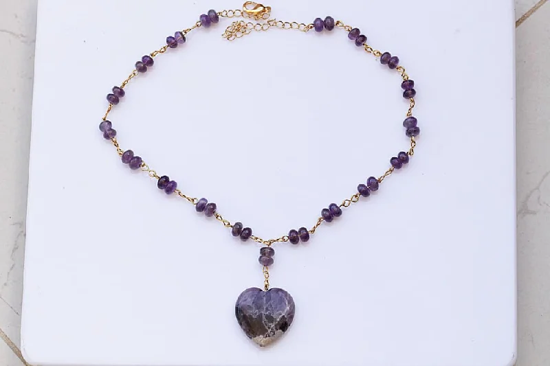 fashion-forward necklaces for women -fashion-forward necklaces for women -PURPLE HEART NECKLACE