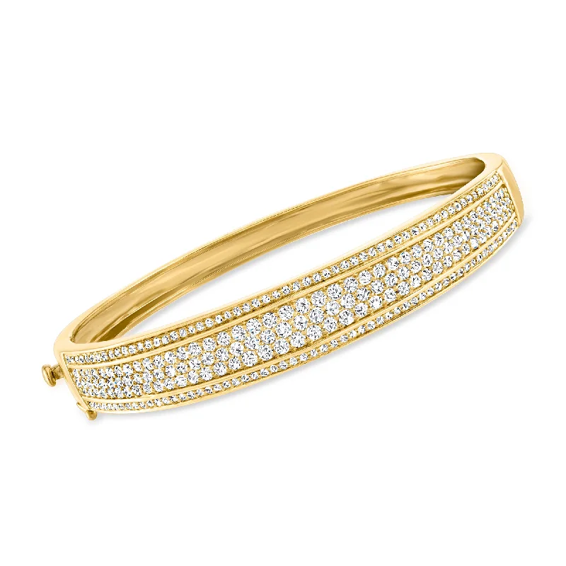 chunky bangles for women -chunky bangles for women -Ross-Simons Pave Diamond Bangle Bracelet in 18kt Gold Over Sterling