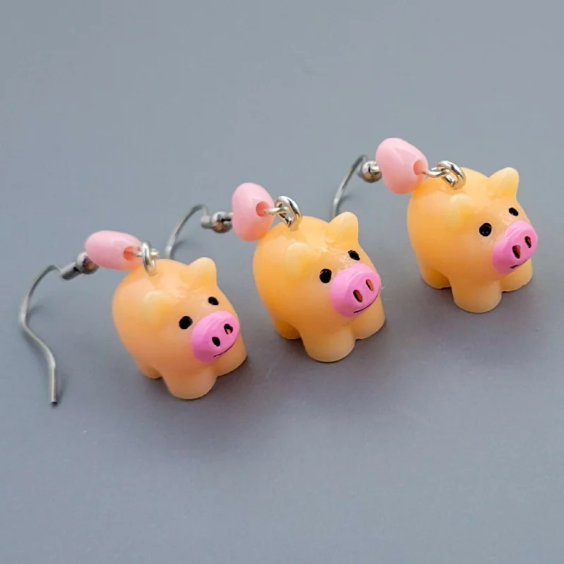 classic dangly earrings for women -classic dangly earrings for women -Barnyard Pals: Pig Earrings