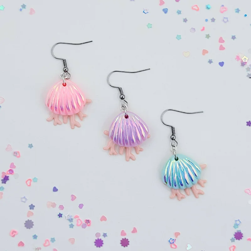 personalized earrings for women -personalized earrings for women -Pastel Seashell Earrings