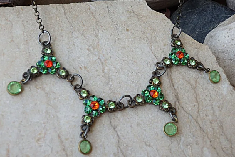 silver chain necklaces for women -silver chain necklaces for women -Emerald Orange Necklace