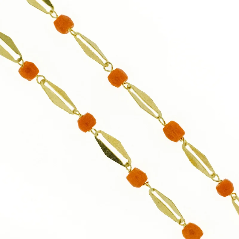 high-end necklaces for women -high-end necklaces for women -Ladies Fashion Coral 15" Necklace in 18K Yellow Gold