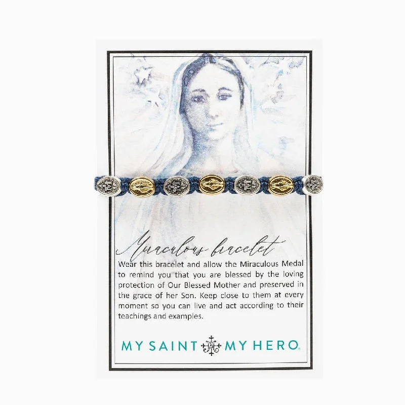 sleek cuff bracelets for women -sleek cuff bracelets for women -My Saint My Hero - Miraculous Mary Blessing Bracelet- Black/Mixed