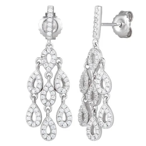 fancy earrings for women -fancy earrings for women -Sterling Silver Chandelier Drop CZ Dangle Earrings