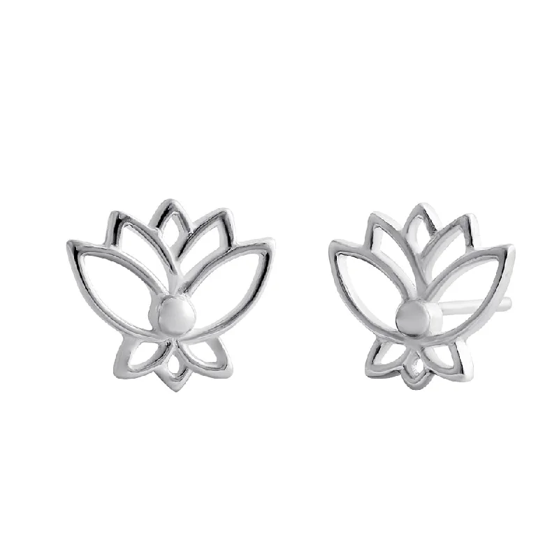 gold stud earrings for women -gold stud earrings for women -Sterling Silver Lotus Flower Stud Earrings