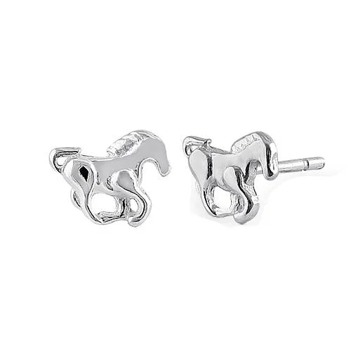 diamond earrings for women -diamond earrings for women -Sterling Silver Horse Earrings