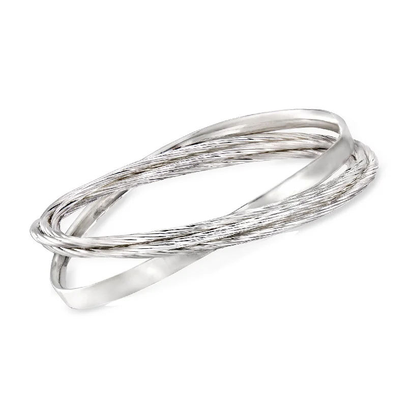 custom bracelet sets for women -custom bracelet sets for women -Ross-Simons Sterling Silver Textured and Polished Rolling Bangle Bracelet