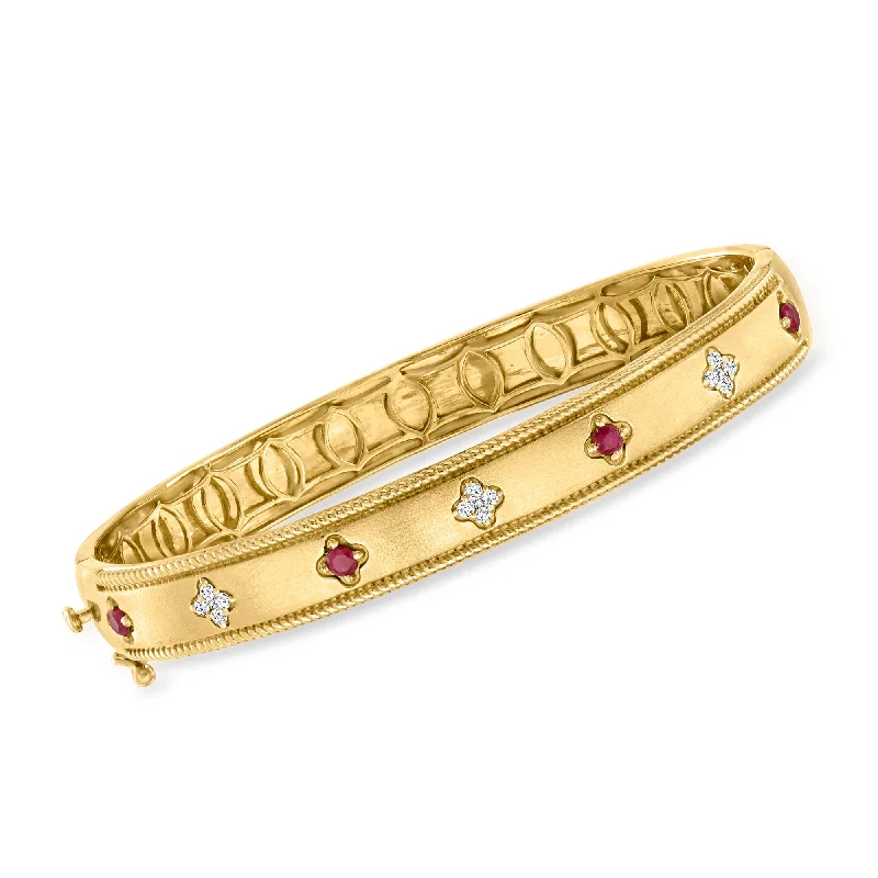 handmade bangles for women -handmade bangles for women -Ross-Simons Ruby and . Diamond Bangle Bracelet in 18kt Gold Over Sterling