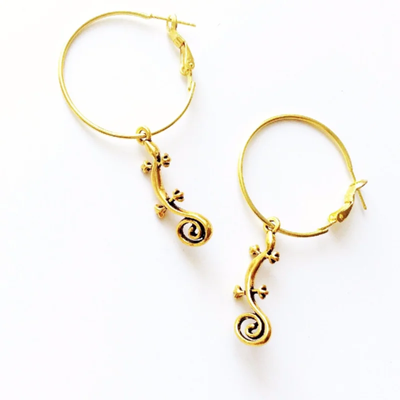 luxury earrings for women -luxury earrings for women -GOLD LIZARD HOOP EARRINGS