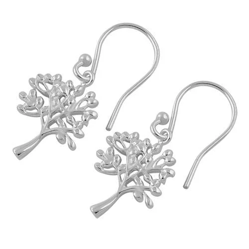 women’s custom earrings -women’s custom earrings -Sterling Silver Tree of Life Hook Earrings