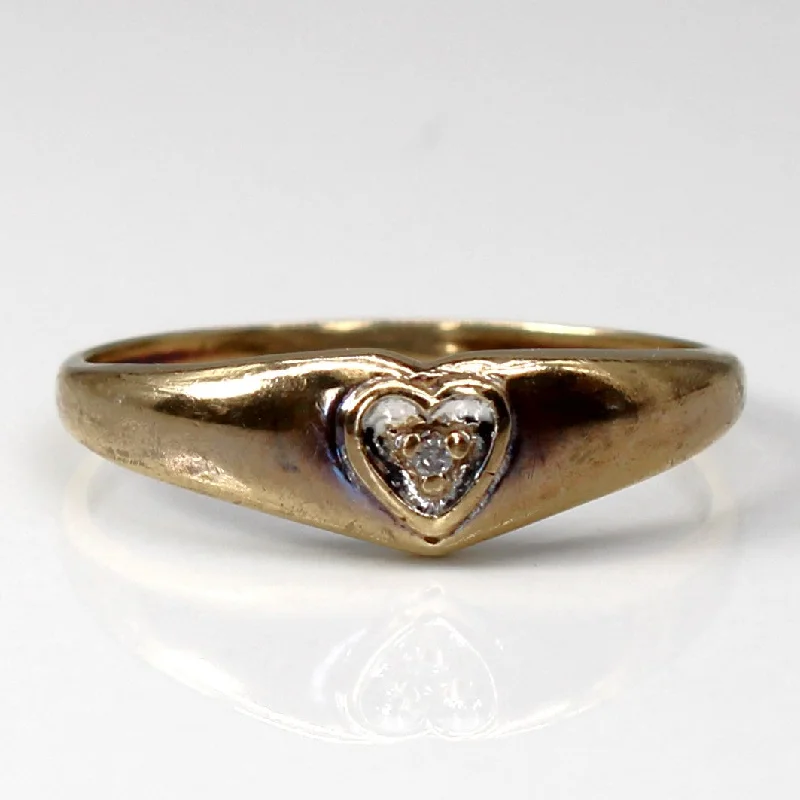 adjustable rings for women -adjustable rings for women -Diamond Heart Gold Ring | 0.005ct | SZ 6.75 |