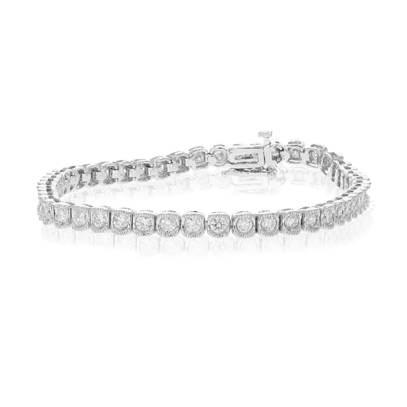 gemstone bangles for casual wear -gemstone bangles for casual wear -2 cttw SI2-I1 Certified Diamond Bracelet 14K White Gold Cushion with Milgrain