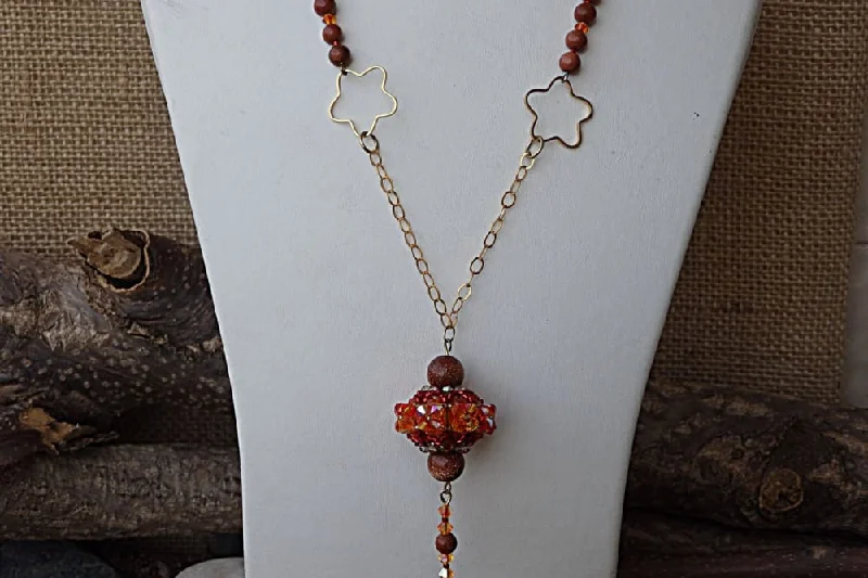 gemstone necklaces for women -gemstone necklaces for women -Orange Tassel Necklace.