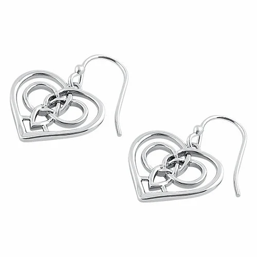 silver stud earrings for women -silver stud earrings for women -Sterling Silver Dangling Celtic Heart Earrings