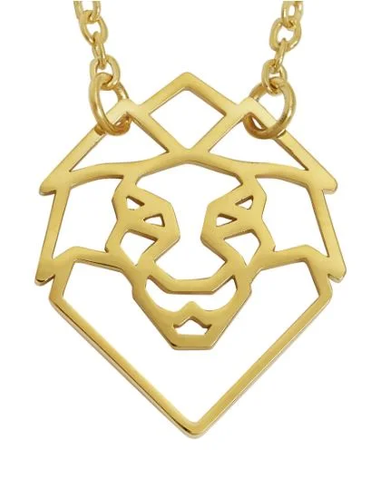 layered chain necklaces for women -layered chain necklaces for women -Annie Oak Lion Geometric Necklace in Gold