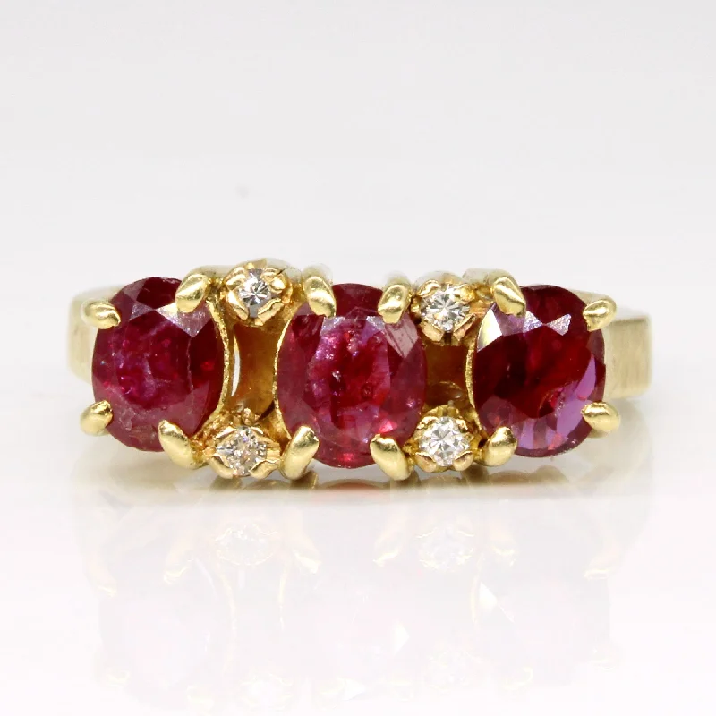 mixed metal rings for women -mixed metal rings for women -Glass Filled Ruby & Diamond Ring | 1.10ctw, 0.06ctw | SZ 7.25 |