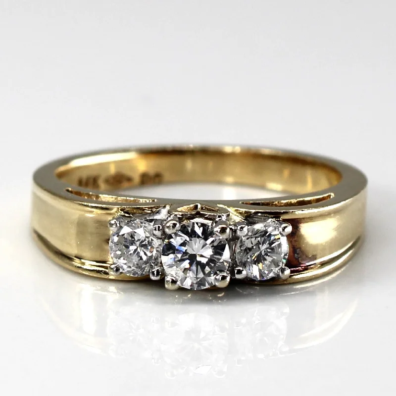 gold rings for women -gold rings for women -Three Stone Diamond Ring | 0.44ctw | SZ 6.5 |