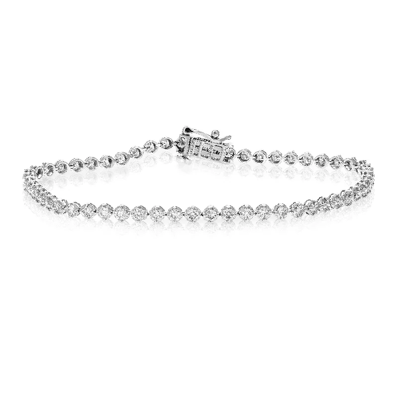 matching bracelet sets for women -matching bracelet sets for women -2 cttw 57 Stones Round Diamond Bracelet 14K White Gold Prong Set 7 Inch