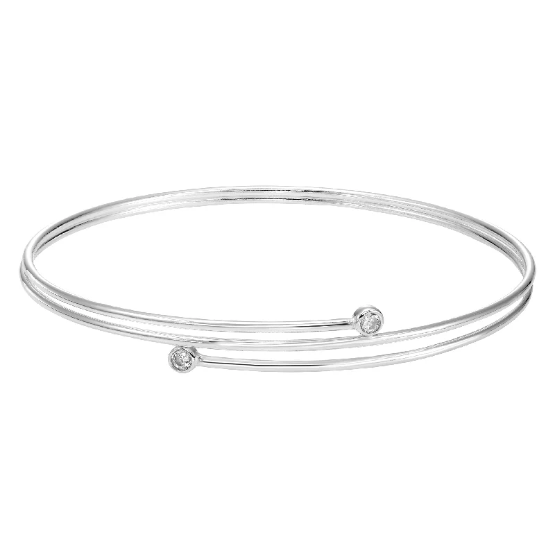 dainty bracelets for women -dainty bracelets for women -Sterling Silver Cubic Zirconia Layered Cuff Bracelet