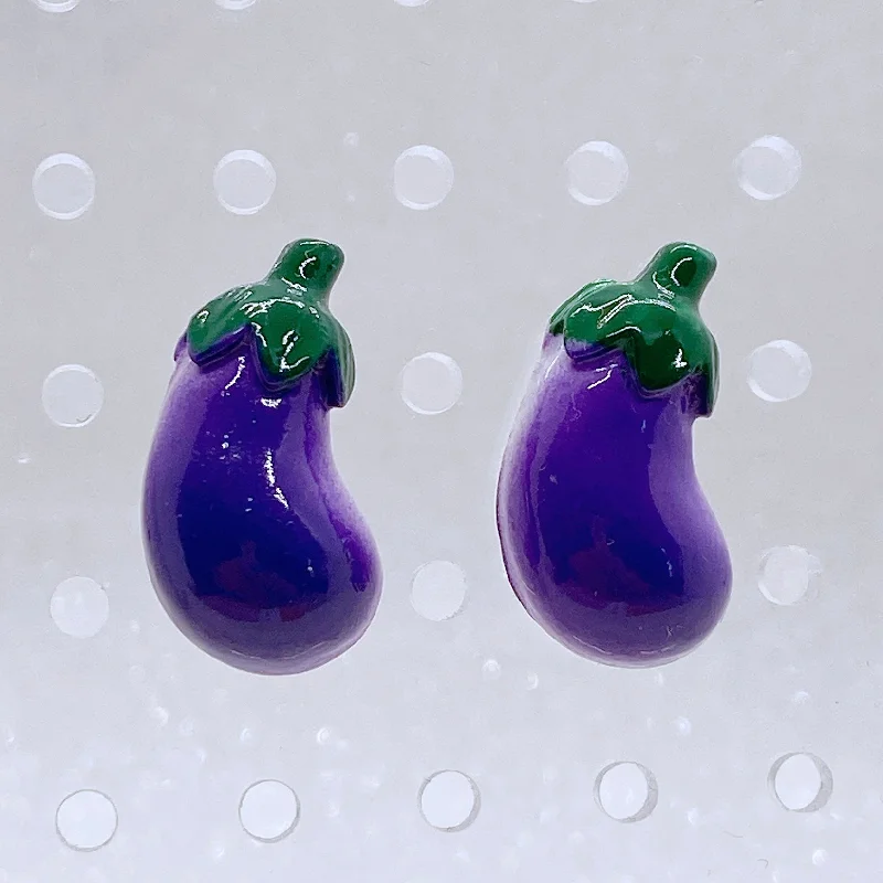 designer earrings for women -designer earrings for women -Instant Shipping! Eggplant Stud Earrings