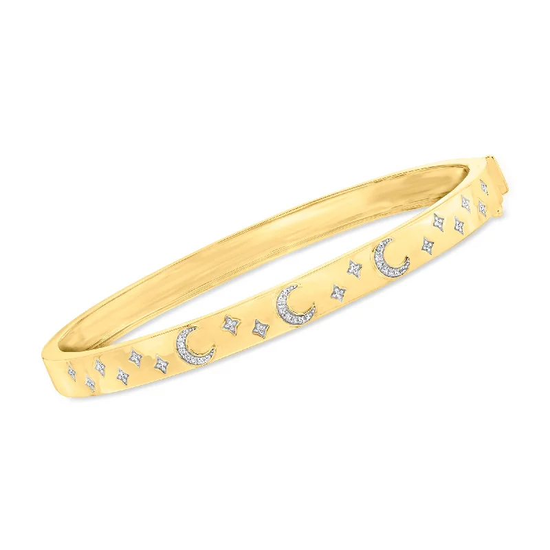 personalized engraved bracelets for women -personalized engraved bracelets for women -Ross-Simons Diamond Celestial Bangle Bracelet in 18kt Gold Over Sterling