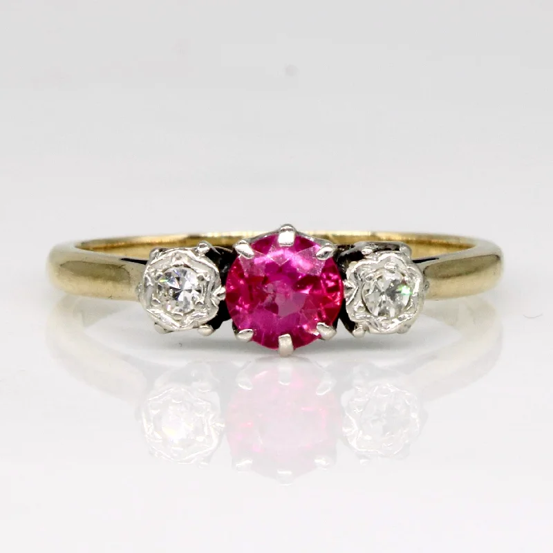 mixed metal rings for women -mixed metal rings for women -Synthetic Ruby & Natural Diamond Ring | 0.33ct, 0.06ctw | SZ 5.5 |